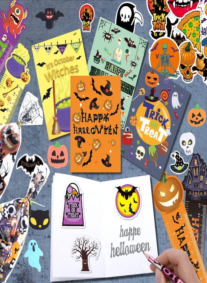 WOONOO 200PCS Halloween Party Favors for Kids Stationery Set, 30 PACK Assorted Halloween Goodie Bag Stuffers, Bulk Halloween Treats Bags for Trick or Treat Pencils Erasers Rulers - Image 4